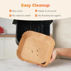 Tastee Air Fryer Liners 100Pcs - Design for 3-6QT Air Fryer Baskets, Oil-Absorbent Disposable Paper Liners, 450°F Heat Resistant, Custom Fit
