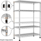1000 lbs Storage Shelving 4-Tier Utility Shelving Unit Steel Organizer Wire Rack for Home,Kitchen,Office,Chrome (13.7" D x 23.6" W x 53.4" H)