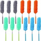 12 PCS Microfiber Feather Duster, 15 to 33 Inches Extendable Dusters, Metal Pole Ceiling Fan Duster, Washable Bendable Cleaning Duster Tool for Furniture Conditioner Window Office Car