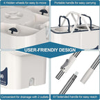 Spin Mop and Bucket System, Mop and Bucket Separate Clean and Dirty Water,4-Chamber Hardwood Floor Mop Household Cleaning Tools with 8 Microfiber Replacement Head Refill