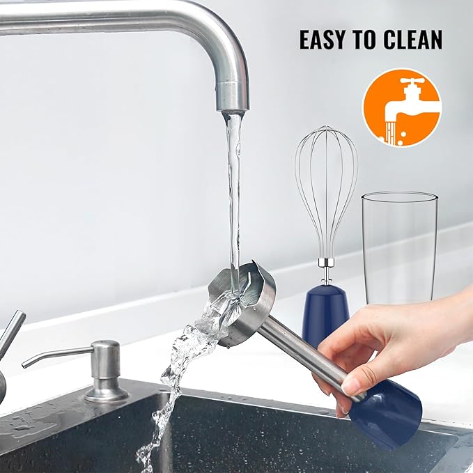 KOIOS 5-in-1 Hand Immersion Blender, 12 Speed Adjustable Emulsifier Handheld Blender, 1000W Copper Motor Stainless Steel Blade Hand Mixer with attachments, Blue