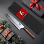 SHAN ZU 8 Inch Japanese Chef Knife, 9 Layers 10Cr15MoV High Carbon Steel Professional Kitchen Knife, Sharp Cooking Knife with Ergonomic Red Sandalwood Handle, Meat Cutting Kiritsuke Knife and Gift Box