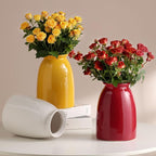 hjn White Flower Vase- Ceramic Vase for Flowers, Modern Vases for Living Room/Home Decor Accents/Entryway/Mantel/Bookshel-White