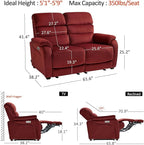MCombo Zero Wall Recliner Loveseat, Power Recliner Loveseat with Adjustable Headrest, USB A & C Charge Ports, Wood Legs, for Living Room, RVs, Small Spaces (Fabric, ST258M1, Burgundy)