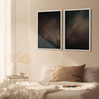 SIGNFORD Framed Canvas Print Wall Art Set Moody Dark Abstract Earth Tones Illustration Modern Art Decorative Nordic Nature for Living Room, Bedroom, Office - 24"x36"x2 White