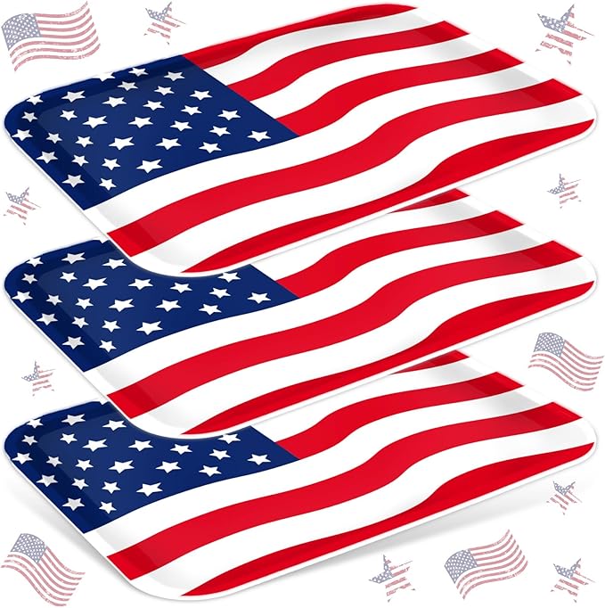 3Pcs Patriotic Serving Trays Red Blue White USA Flag Platter 4th of July Serving Dishes for Independence Day Veterans Day Party Decor
