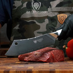 Dalstrong Chef & Cleaver Hybrid Knife - The 'Crixus' - 8 inch - Valhalla Series - 9CR18MOV HC Steel - White Resin & Wood Handle - Razor Sharp Chef's Knife - w/Leather Sheath