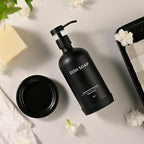 Glass Soap Dispenser Set by Janxin,Bathroom Soap Dispenser Set with Ceramic Tray,Luxury Bathroom Accessories,Modern Kitchen Decor (Black(Dish Soap))