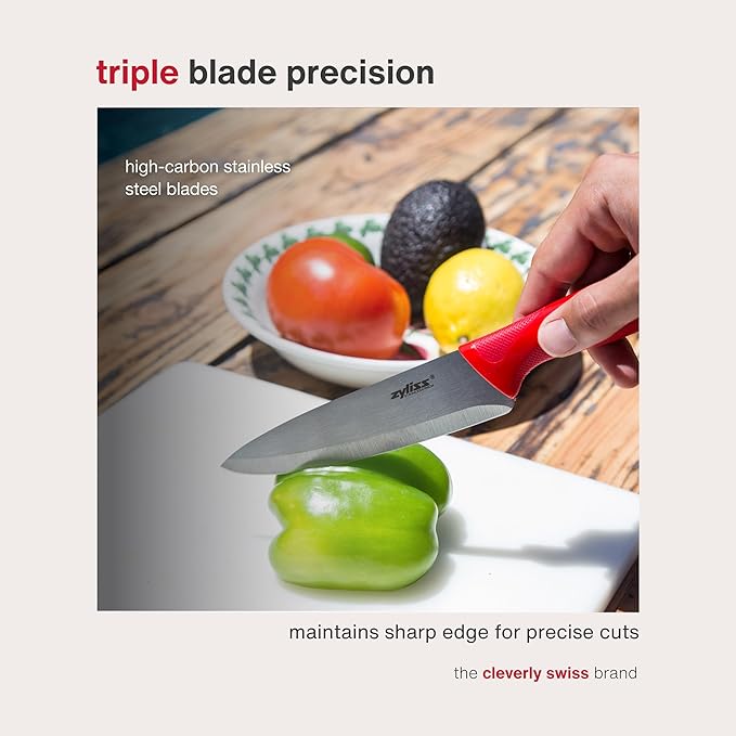 Zyliss Utility Kitchen Knives with Sheath Covers - Dishwasher Safe - Stainless Steel Kitchen Knives Perfect for Cutting Meat, Vegetables & Fruit - 3 Piece Paring Set