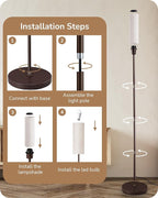 EDISHINE LED Floor Lamp for Living Room, 63.7in Modern Standing Lamp with 9W LED Bulb, 3 Color Temperature, Minimalist Floor Lamp for Bedroom, Office, Nursery, Foot Pedal Switch, Brown