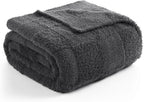 Snuggle Sac Faux Fur Checkered Blanket Twin Size with Soft Knitted Microfiber Fabric,Cozy Soft Warm Blanket for Sofa Bedroom Living Room,Solid Dark Grey,60x80 inches
