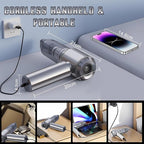 Car Vacuum Portable Cordless 20000PA High Power Mini Vacuum Cleaner 4-in-1 Compressed Air Duster & Air Blower & Pump Hand Held Vacuum with Brushless Motor for Car, Home, Office,Camping ((silver gray))