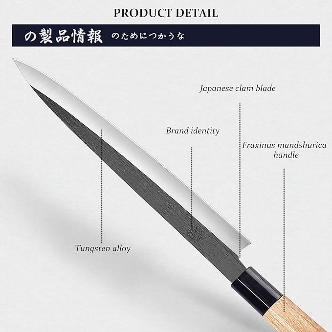 MITSUMOTO SAKARI 10 Inch Sashimi Knife, Single-Bevel Japanese Knife with Tungsten Alloy Steel, for Professional Sushi Cutting & Fish Filleting