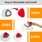 5-Pack Spin Mop Replacement Heads for O Cedar, 100% Microfiber Mop Head Replacement Fits Triangle Mop Replace, Easywring 1-Tank System, 360 Degree Spin Refill for Easy House Cleaning Floor Mopping