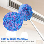 Ceiling Fan Cleaner Duster Reusable Microfiber Ceiling Fan Blade Cleaner Removable Duster with Extension Pole Adjusts 13 to 49.7 Inch for Cleaning Walls Furniture Door Window Top (Blue Pink)