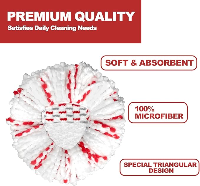 [2025 New Version] Mop Head Replacement - 40% More Cleaning Power，3 Pack Spin Mop Replacement Head for Easy Wring 1-Tank System, Easy Cleaning, Microfiber and Machine Washable