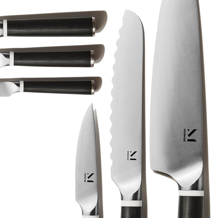 Material, Knife Trio, Carbon Stainless Steel Japanese Chef's Knife for Chopping and Cutting, Razor-Sharp Strong Blade, Almost Black, Material Kitchen