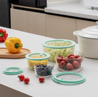 Urban Green Glass Food Container Set with Glass Lid, 4 Pack, Meal Prep Containers with Silicone Framed Airtight Lid, Leakproof, 100% Plastic Free,