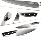 NANFANG BROTHERS Damascus Kitchen Knife Set, 18-Piece with Block, Ergonomic Handles, Carving Fork, Sharpener, Shears