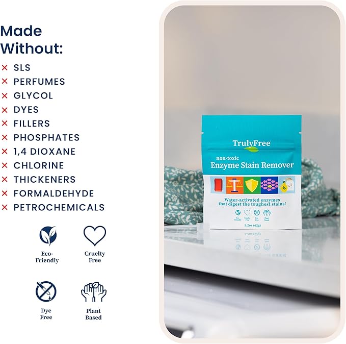 Enzyme Laundry Stain Remover - Natural Laundry Detergent Booster for Blood, Grass, Pet Urine & Odor - Biological Washing Powder for Clothes, Couch Fabric (50 Scoops)