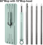 JOYMOOP Flat Mop, Microfiber Mops for Floor Cleaning and Long Handle Wall Cleaner, 60" Mop Handle with Flexible 15" Flat Head with a Microfiber Mop Pad - Green