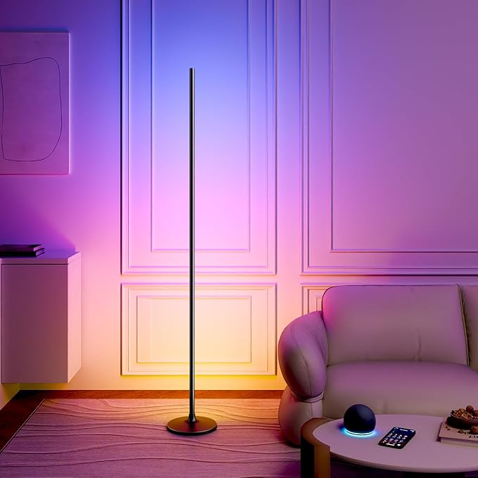 Ailofy Corner Floor Lamp, Corner Lamp Compatible with Alexa & Google Assistant, 16 Million DIY Colors, Sync with Music, App Control, Timer Setting, LED Floor Lamp for Living Room and Bedroom, Black