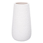 D'vine Dev 10 Inch Textured White Elegant Oval Ceramic Vase for Flowers, Home Décor Vase with Design Box, VS-LD-B-1