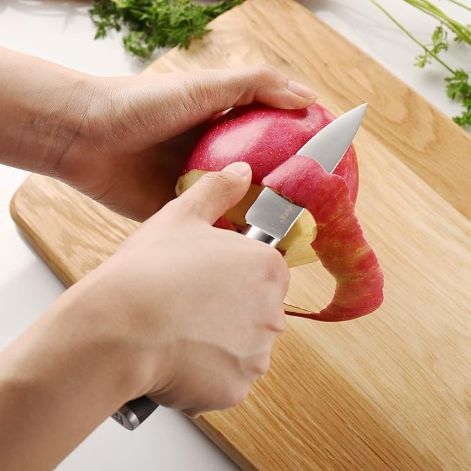 KEEMAKE Santoku Knife Set of 3pcs, Japanese Chef Knife Sets with German High Carbon Stainless Steel 1.4116 Kitchen Knives, Pakkawood Handle Cutting Knives