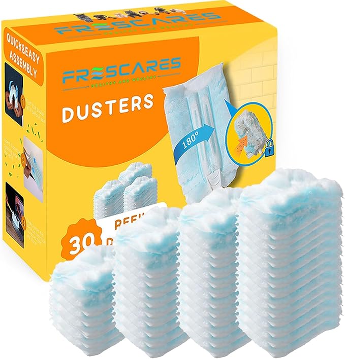 Duster Refills,Static Dust Removal Brush Disposable Replacement Head Compatible with Swiffer Duster Refills for Electronics, Furniture, Blinds, Ceiling Fans (Blue, 30 PCS)