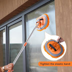 Wall Cleaner Mop with 56” Long Handle,15°Labor-Saving Elbow,Multi-Surface Duster for Painted Walls,Floor,Baseboard & Windows, Includes 2 Replaceable Microfiber Chenille Pads (Orange)