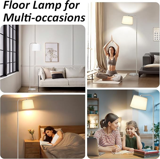 AKASUKI Floor Lamp for Living Room with 3 Color Temperatures, Foot Switch Standing Lamps for Living Room, Bedroom, Office, Arc Mordern Floor Lamp with 9W LED Bulb Included