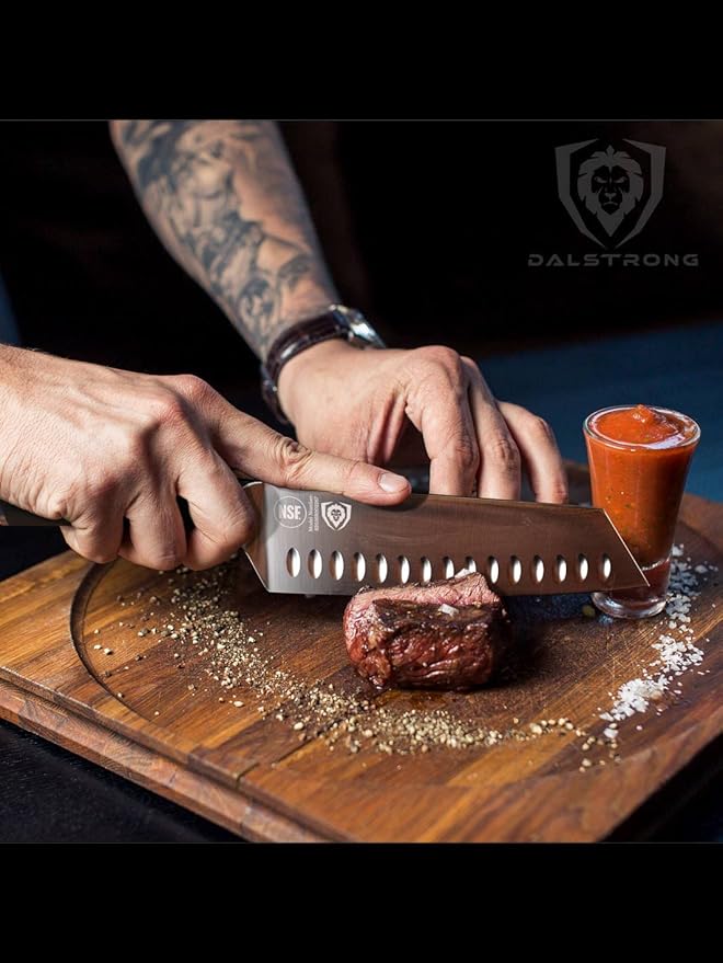 Dalstrong Santoku Knife - 7 inch - Vanquish Series - Forged High Carbon German Steel - POM Handle - Razor Sharp Kitchen Knife Gift- Asian Vegetable Knife - NSF Certified