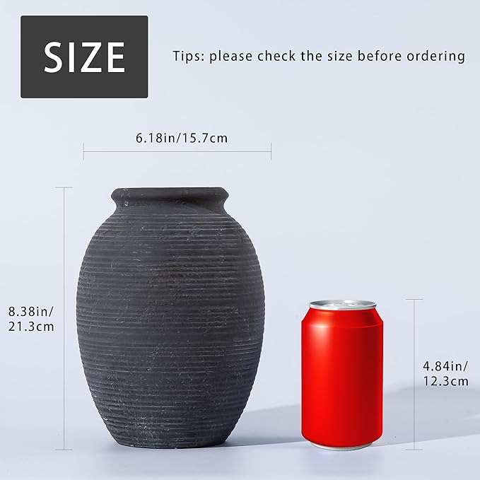 Ceramic Vase, Porcelain Flower Vases, 8 Inch Pottery Bud Vase, Terracotta Vase for Home Decor, Vintage Decorative Farmhouse Vase for Home Decor, Living Room, Shelf Decor, Farmhouse, Table, Lyeec