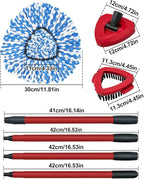 Spin Mop Handle,Mop Heads Replacements,Scrubber Mop Head and Mop Base Compatible with O-cedar RinseClean 2-Tank Spin Mop System,Mop Handle and Head Replacement Combo Set for Wet Dry Use Floor Cleaning