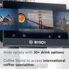 BOSCH 800 Series Fully Automatic Espresso and Coffee Machine – 36 Drinks with Coffee World, Cold Brew, Double Cup, Milk Hose, Glass Milk Container, in Metallic Silver TPU60501
