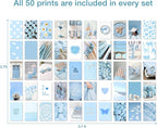 Y2K BOO Baby Blue Wall Collage Kit - 50 Aesthetic Light Blue Posters for Teen Girl Room Decor, 4"x6" Minimalist Prints for Dorms, Bedrooms & College Apartment Wall Art