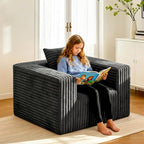 Single Cloud Sofa, Giant Bean Bag Chair with High Backrest & Wider Armrest, Foam Boneless Couch for Small Spaces, Comfy Furry Sofas with Pillows for Living Room, Bedroom, Apartment, Dorm, Office
