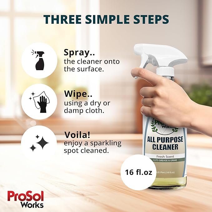 All Purpose Cleaner Cleaning Spray 16 oz - Multi Surface Cleaner Use to Clean Counters, Wood, Stone, Tile, Fabric, Tub & Appliances Revealing Natural Shine & Refreshing Scent