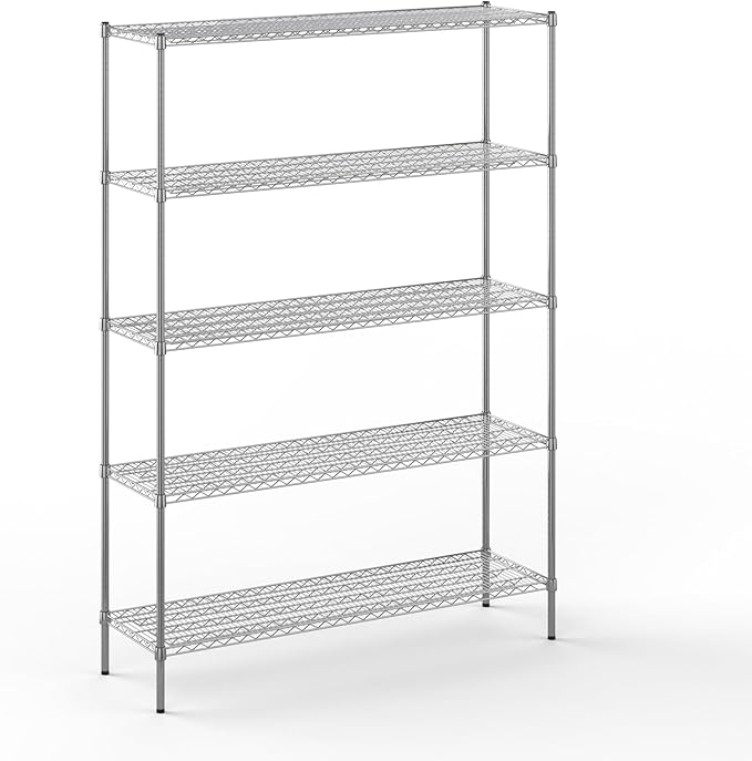 18" Deep x 60" Wide x 86" Height Wire Shelving Kit | 5-Tier | NSF Commercial Storage Rack Unit