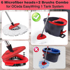 Mop Replacement Heads 6 Pcs & 2 Scrub Brushes Combo for Ocedar Easywring 1-Tank System,Microfiber Spin Mop Replacement Head,Machine Washable for Bathroom,Kitchen,Tub and Tile Cleaning