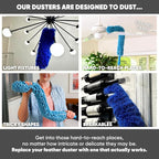 Extendable Duster - Microfiber Duster Kit: Ceiling, Fans, Baseboards, Cob Webs, Telescoping, Reusable & Washable, Feather & Chenille Dusters, 6ft. Adjustable Handle