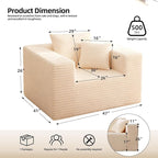 Single Sofa Foam Couch Sofa for Small Spaces, Giant Bean Bag Chair, Comfy Sofas with Removable Cover Furry Couch Pillows for Living Room, Bedroom, Apartment, Dorm, Office
