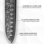 7 inch Santoku Knife, Professional Japanese VG10 Steel Damascus Knife-G10 Handle for cutting Meat,Fish,Fruit, Vegetable