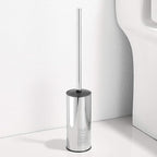 Freestanding Toilet Brush Holder for bathrooms 304 Stainless Steel Toilet Brush Stand Round Storage and Organization Rust Resistant 18-inch high Polished Chrome Finished