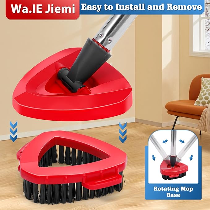 4 Pack Spin Mop Replacements Head Compatible for Oceda RinseClean 2-Tank System,Microfiber Spin Mop Refills Head,1 Mop Scrub Brush + 1 Mop Base + 4 Pack Cleaning Floor Mop Head