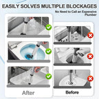 Toilet Plunger Drain Clog Remover, High Pressure Air Drain Remover Tool with Real-Time Barometer, Stainless Steel Clog Toilet Cleaner for Bathroom Kitchen Commercial Floor Sink(Gray)