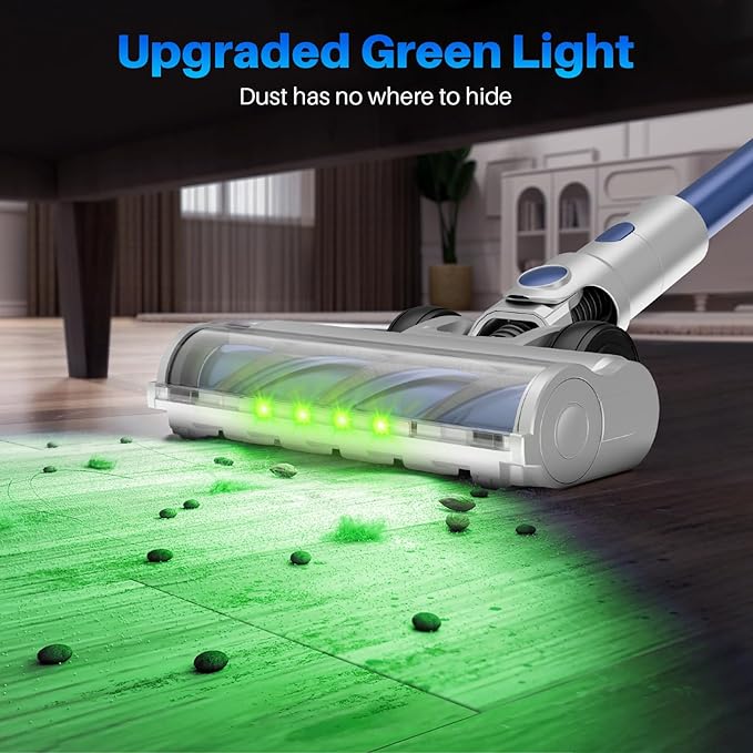 Cordless Vacuum Cleaner - Powerful, 45Kpa Home Stick Vacuum, 180°Bendable Wand & Removable Battery, Up to 50 Mins, 8 in 1 Self-Standing Vacuum, Wall Mount Charging for Hardfloor, Carpet Blue