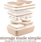 Country Kitchen Nonstick Stackable Bakeware Set - Deluxe Heavy Duty, Durable, Easy Release Baking Set, Taupe, 13 Pcs with Handles