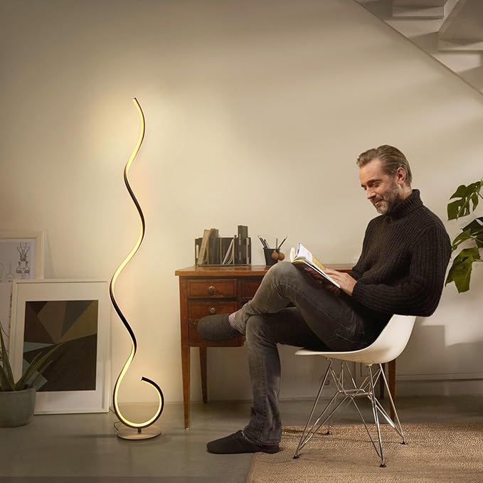 CHICLUX Spiral Floor Lamp, Dimmable LED Floor Lamp with 3 Color Temperatures, Ultra Bright, Modern Standing Tall Lamp with Remote Reading Floor Lamp for Living Room Bedroom Office