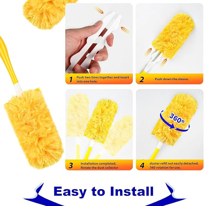 36-Pack Duster Refill Compatible with Swiffer Duster 360 Degree Disposable Heavy Duty Dusters with Handle for Cleaning